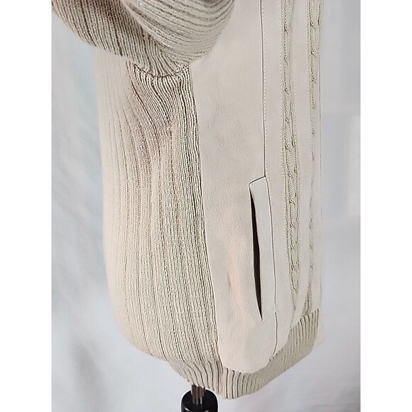 Original Windbreaker Jacket Mens Medium Knit Sweater Suede Leather Full Zip - Picture 8 of 16